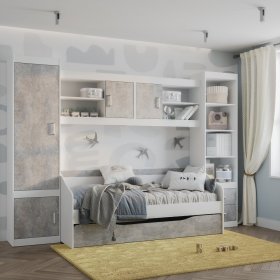 Молодежная Паскаль белый/цемент светлый в Советском - sovetskij.germes-mebel.ru | фото