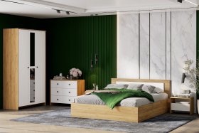 Спальня Дольче Дуб Золотой/Белый в Советском - sovetskij.germes-mebel.ru | фото
