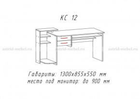 Компьютерный стол №12 (Анкор белый) в Советском - sovetskij.germes-mebel.ru | фото