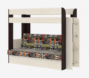 Кровать 2-х ярусная с диваном Карамель 75 (Музыка) Анкор светлый/Бодега темный в Советском - sovetskij.germes-mebel.ru | фото