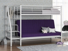 Кровать двухъярусная с диваном "Мадлен-3" (Белый/Фиолетовы) в Советском - sovetskij.germes-mebel.ru | фото