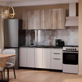 Кухня 1,6 м Эко кашемир/дуб смоки в Советском - sovetskij.germes-mebel.ru | фото