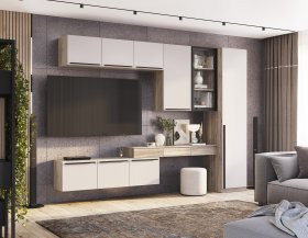 Стенка Урбан композиция 1 Дуб смоки/Кашемир в Советском - sovetskij.germes-mebel.ru | фото