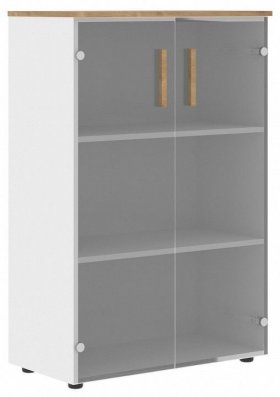 Тумба-витрина Forta FMC 80.2, белый/дуб гамильтон в Советском - sovetskij.germes-mebel.ru | фото