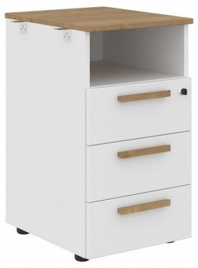 Тумбочка Forta FLC-3D.1, белый/дуб гамильтон в Советском - sovetskij.germes-mebel.ru | фото